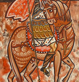 Das Pferd des Theodor im Mittelteil der Ikone